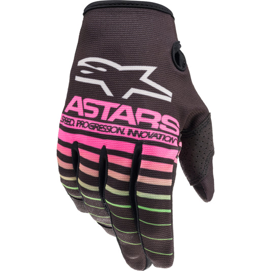Youth Radar Gloves, Black/Neon Green/Fluorescent Pink